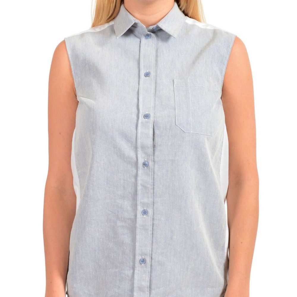 Maison Margiela MM6 Women's Gray Button Down Blouse Top US XS IT 38